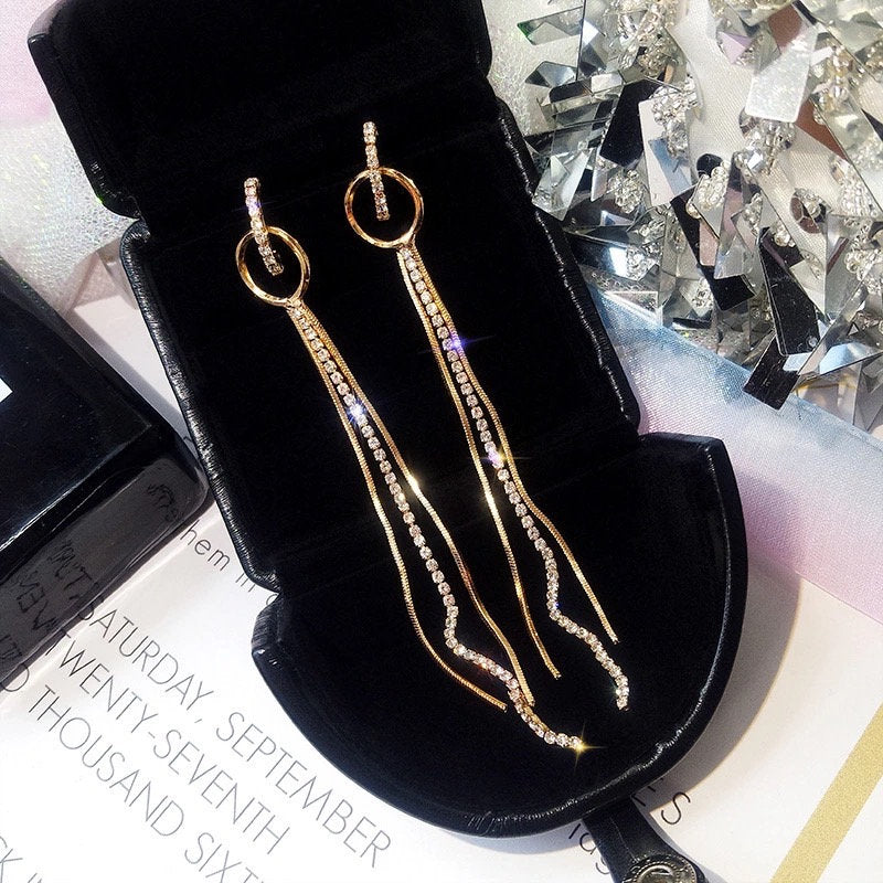 Crystal Dangle Tassel Earring