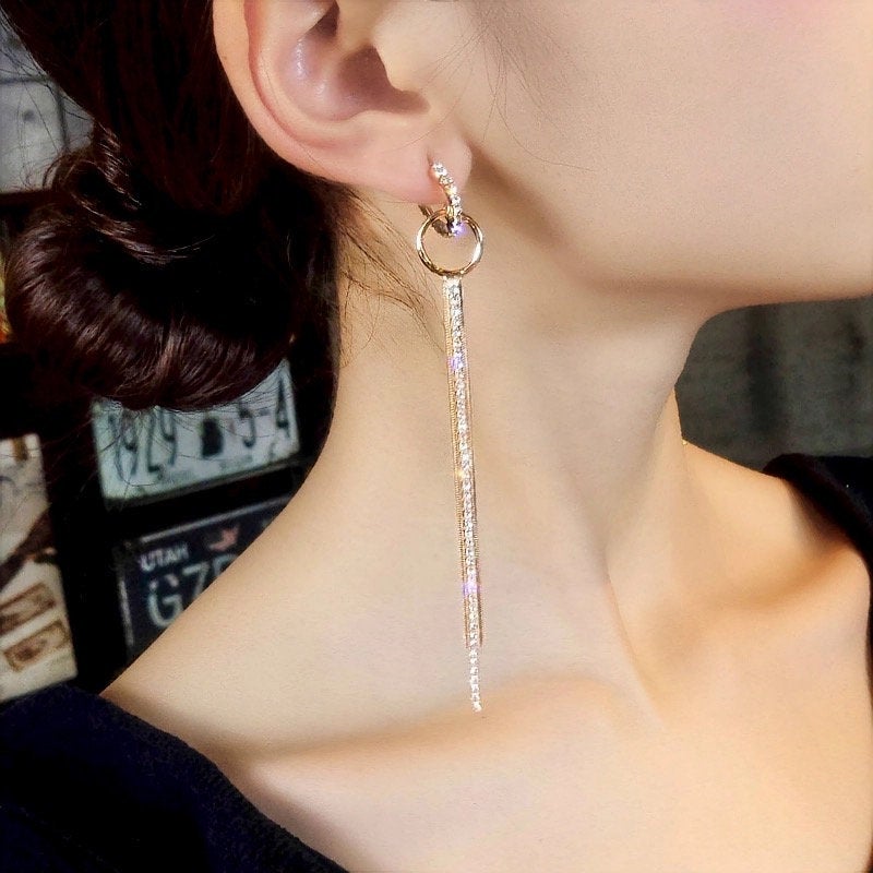 Crystal Dangle Tassel Earring