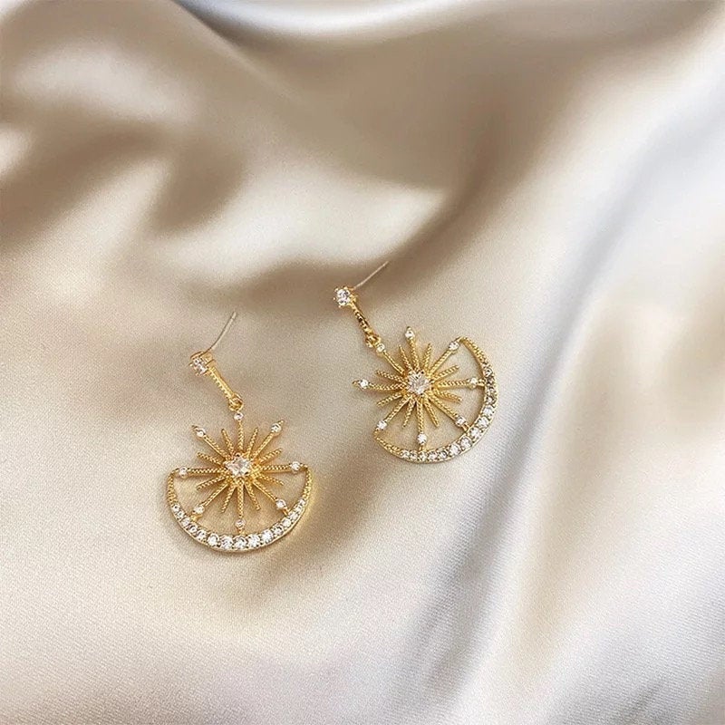 Star Moon Crystal Celestial Earring