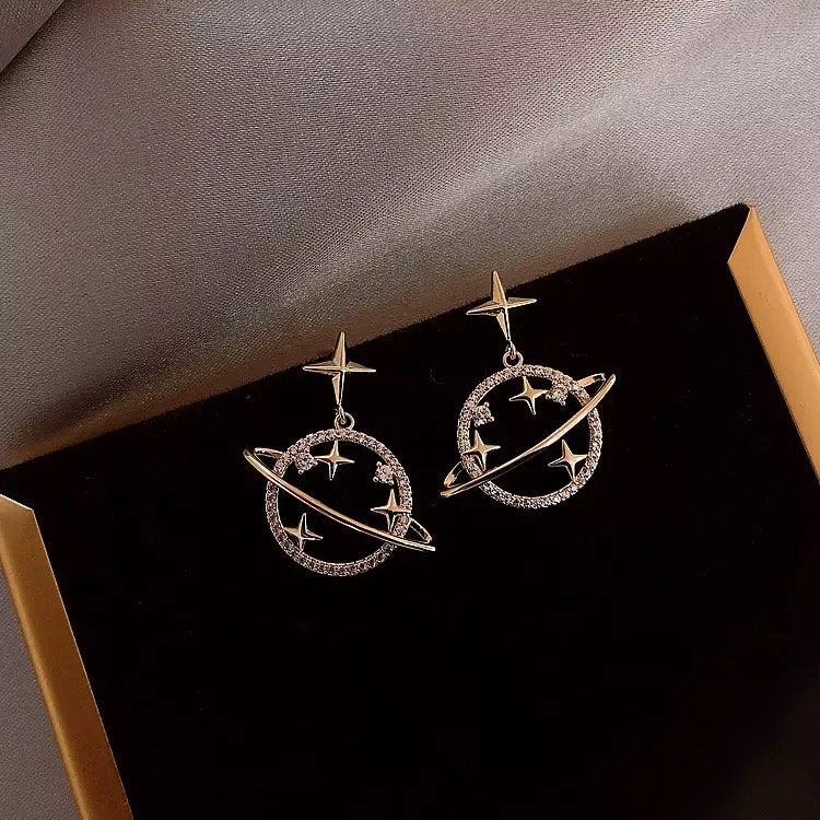 Orbiting Crystal Planet Dangle Earring