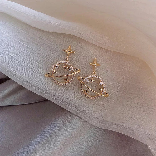 Orbiting Crystal Planet Dangle Earring