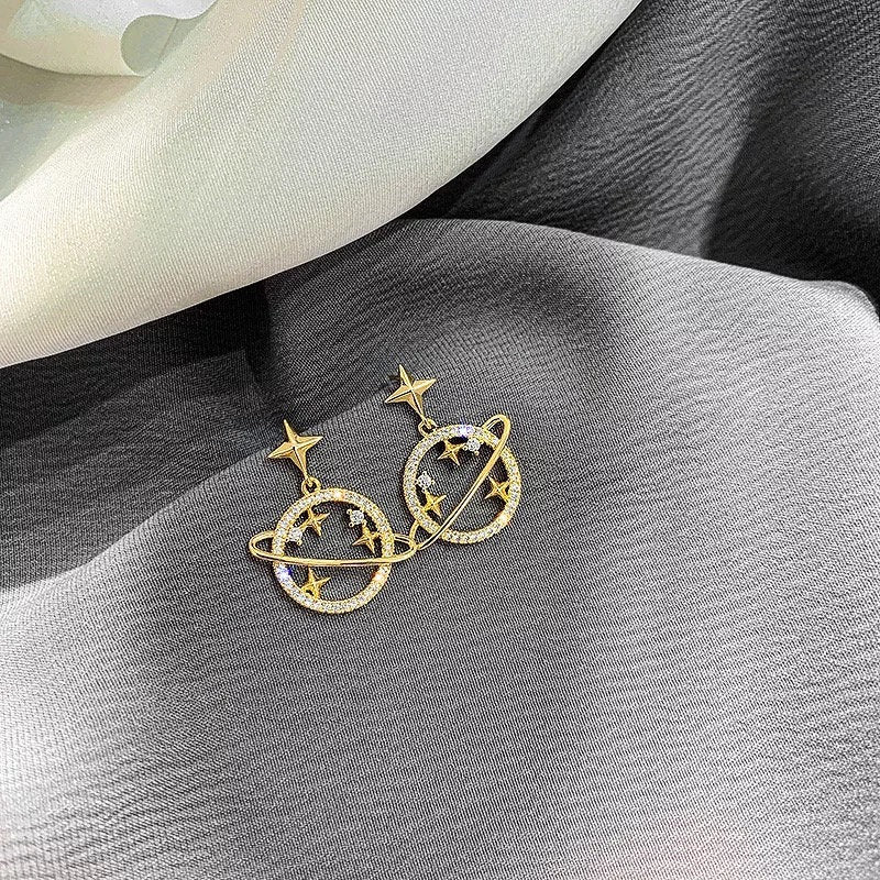 Orbiting Crystal Planet Dangle Earring