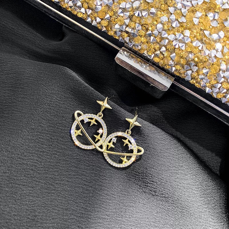 Orbiting Crystal Planet Dangle Earring