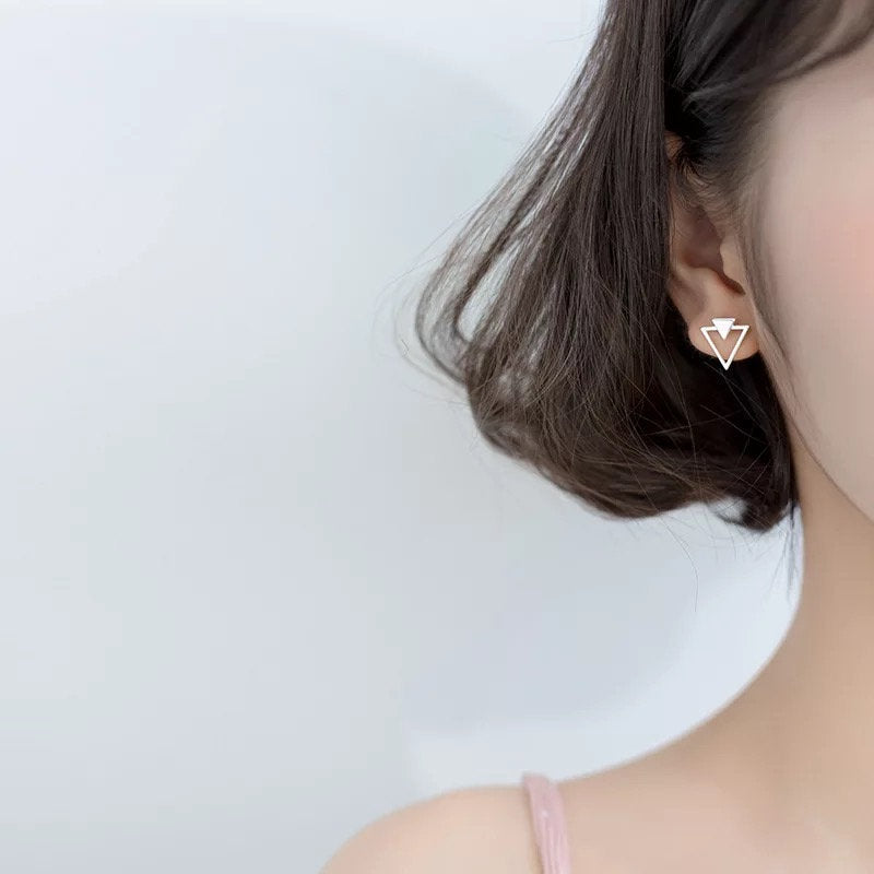 Tiny Double Triangle Minimalist Earring