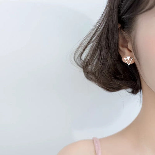 Tiny Double Triangle Minimalist Earring