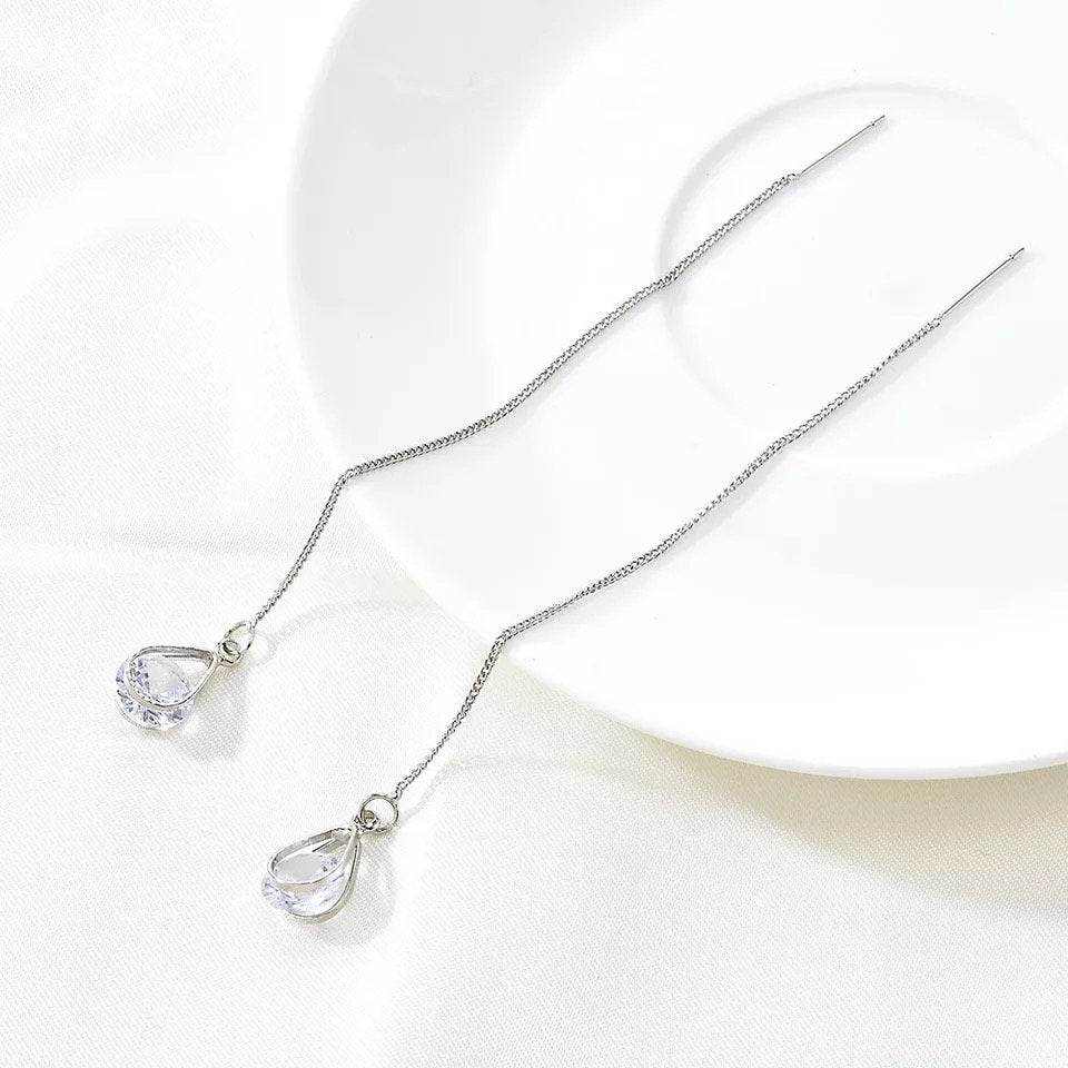 Glossy Triangle Silver Earring