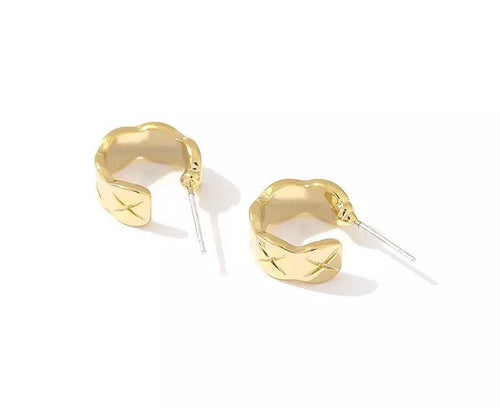 X Quilt Huggie Hoop Earring
