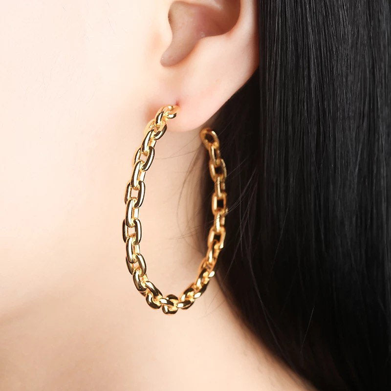 Chain Hoop Metal Earring
