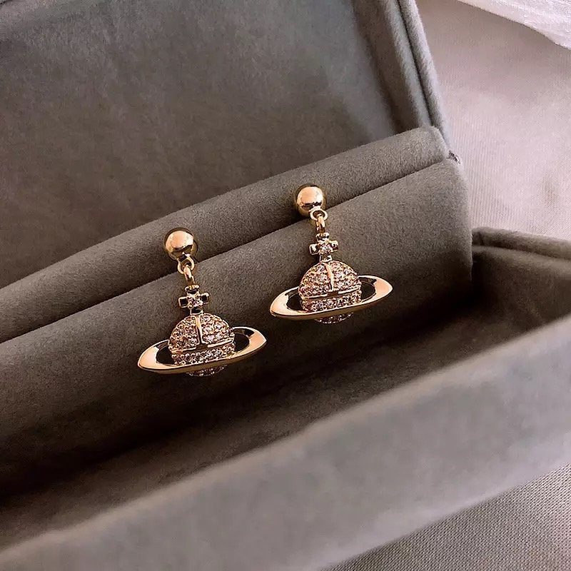 Saturn Planet Crystal Earring