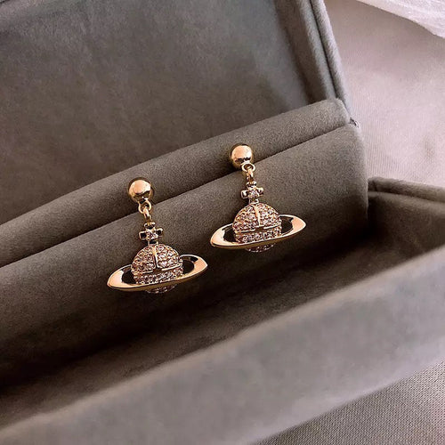 Saturn Planet Crystal Earring
