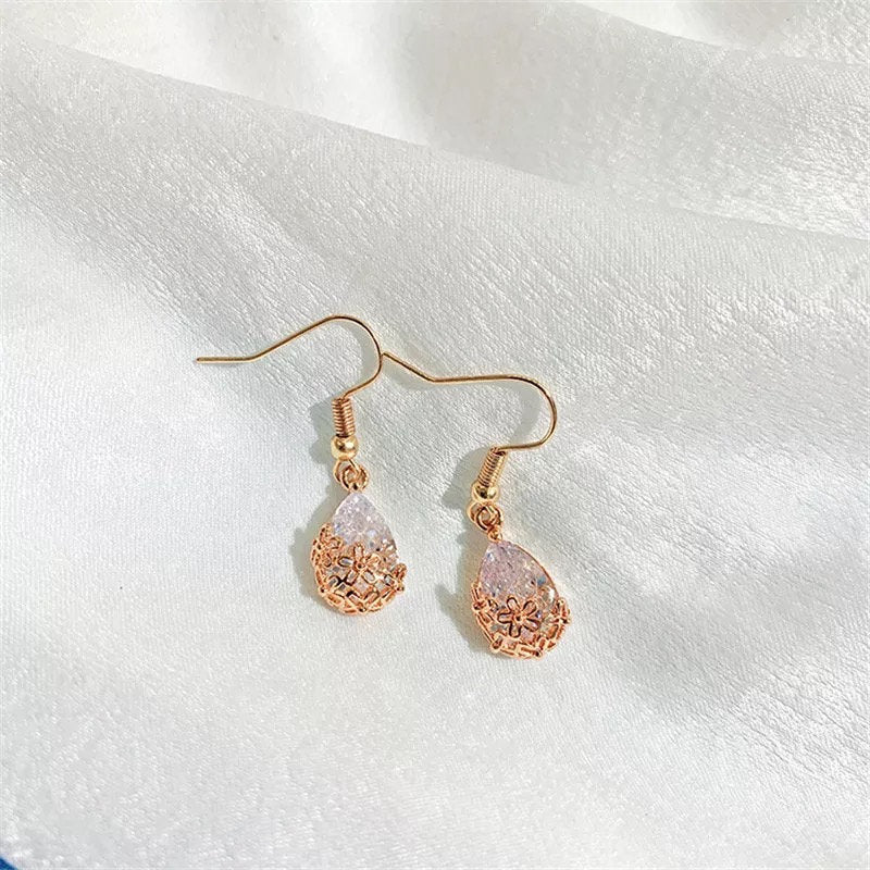 Flowered Teardrop Dangle Earring