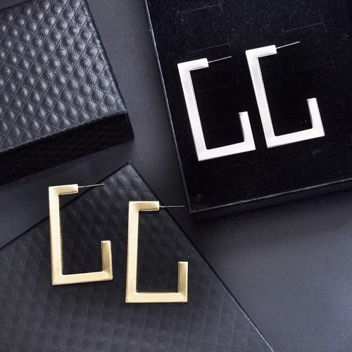 Modern Rectangle Hoop Earring