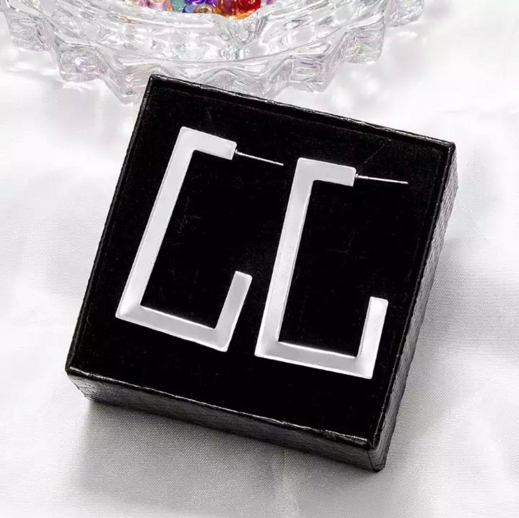 Modern Rectangle Hoop Earring