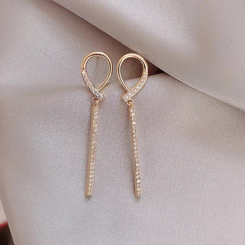 Crystal Teardrop Bar Earring