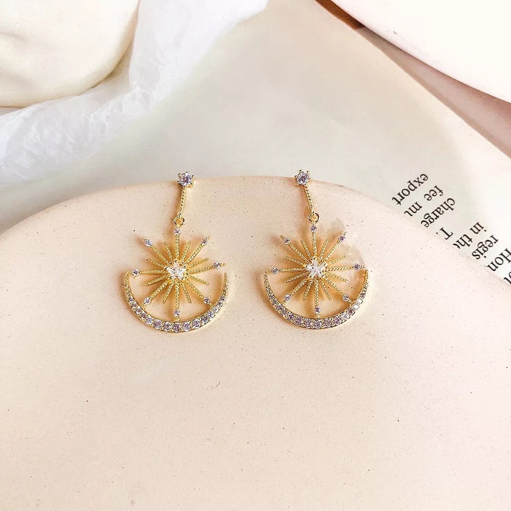 Star Moon Crystal Celestial Earring