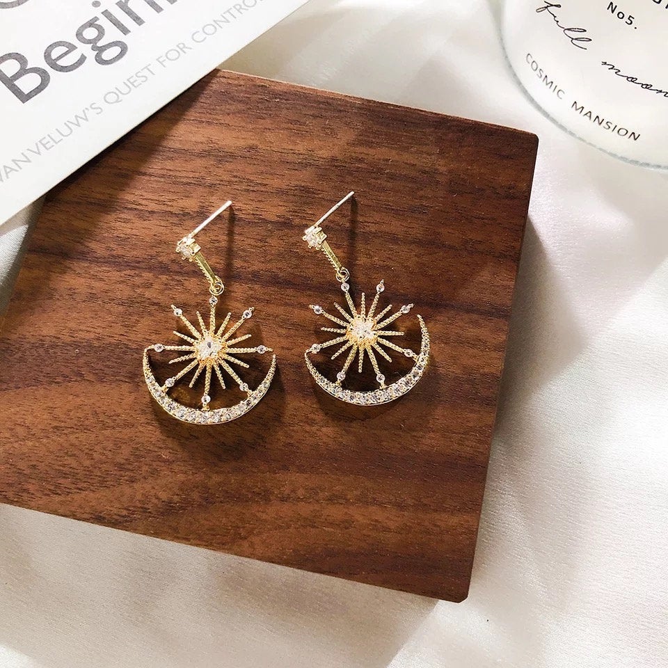 Star Moon Crystal Celestial Earring