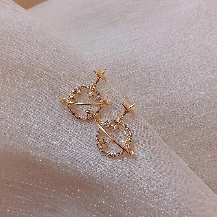 Orbiting Crystal Planet Dangle Earring