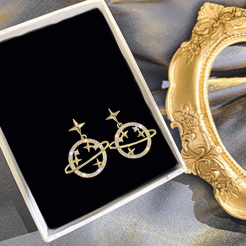Orbiting Crystal Planet Dangle Earring