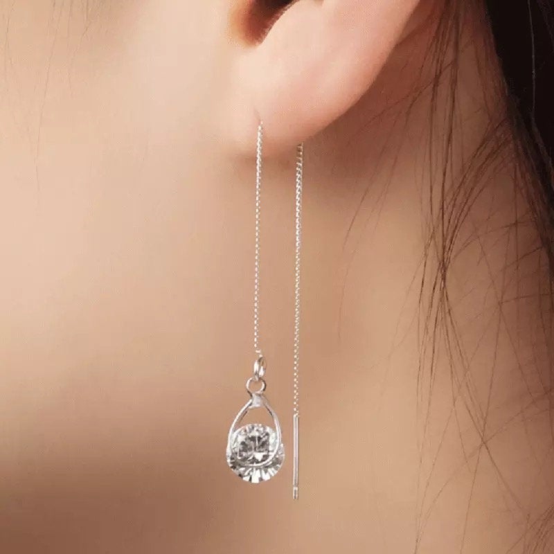 Glossy Triangle Silver Earring