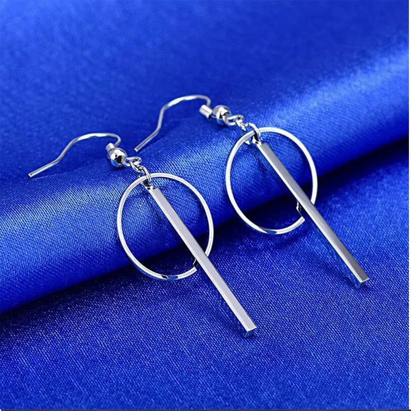Small Circle Dangle Bar Earring