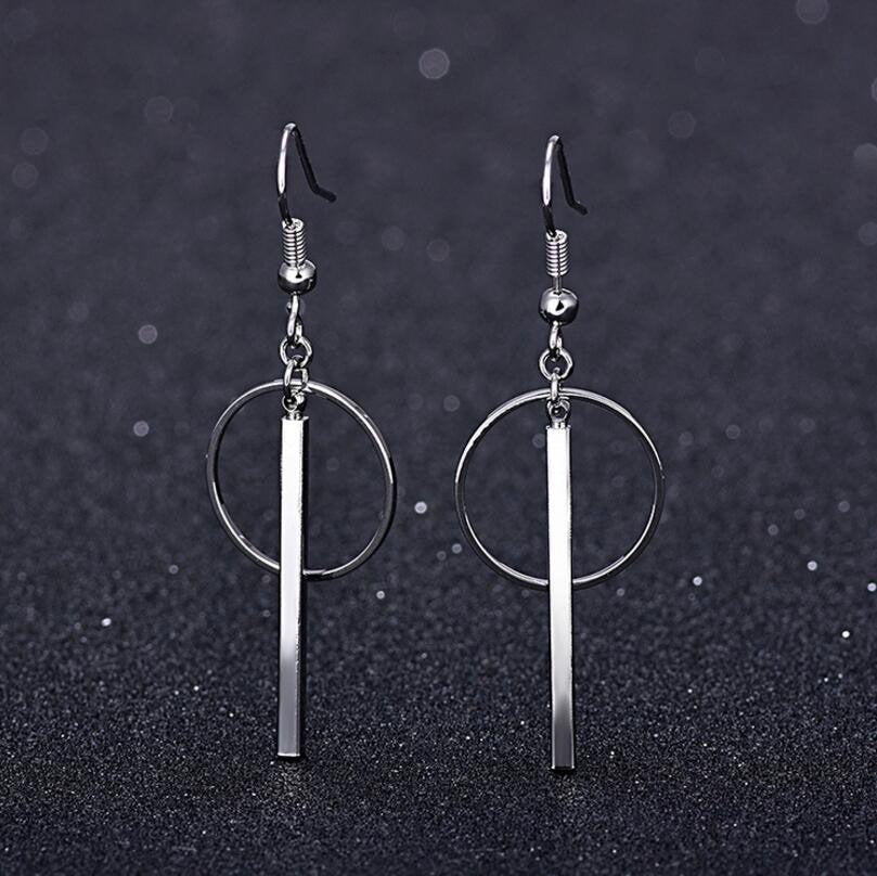 Small Circle Dangle Bar Earring