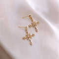 Crystal Cross Pendant Earring