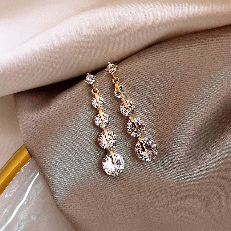 Crystal Dangle Bar Earring