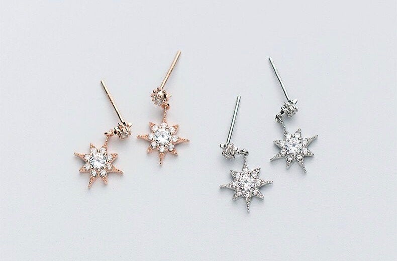 Small Crystal Starburst Dangle Earring