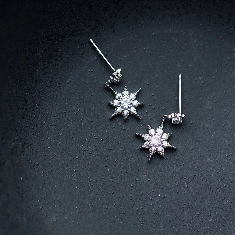 Small Crystal Starburst Dangle Earring