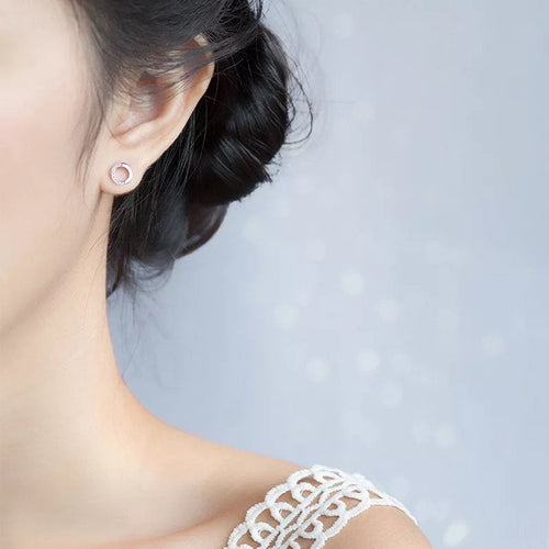 Dainty Open Circle Crystal Paved Earring