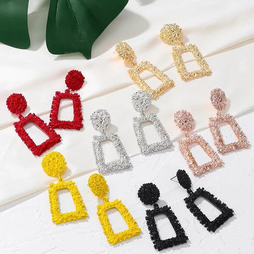 Rectangle Textured Statement Earring