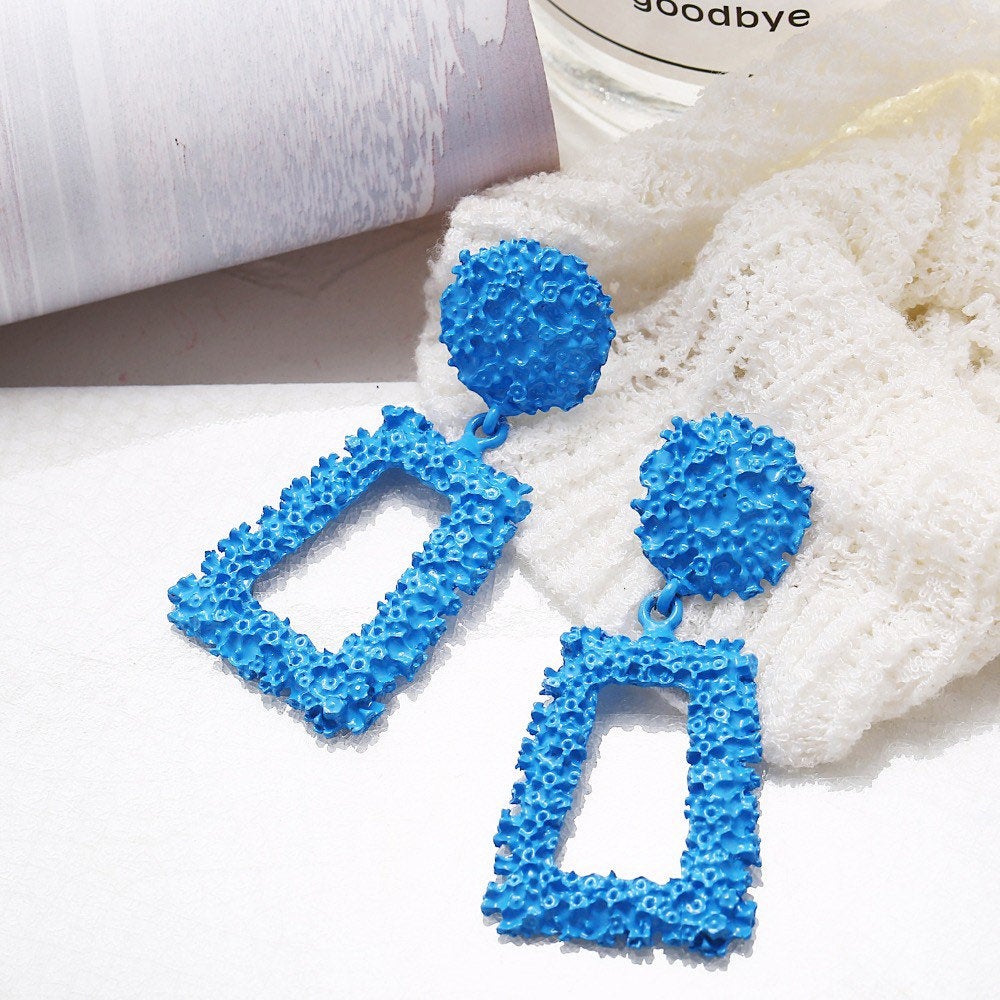 Rectangle Textured Statement Earring