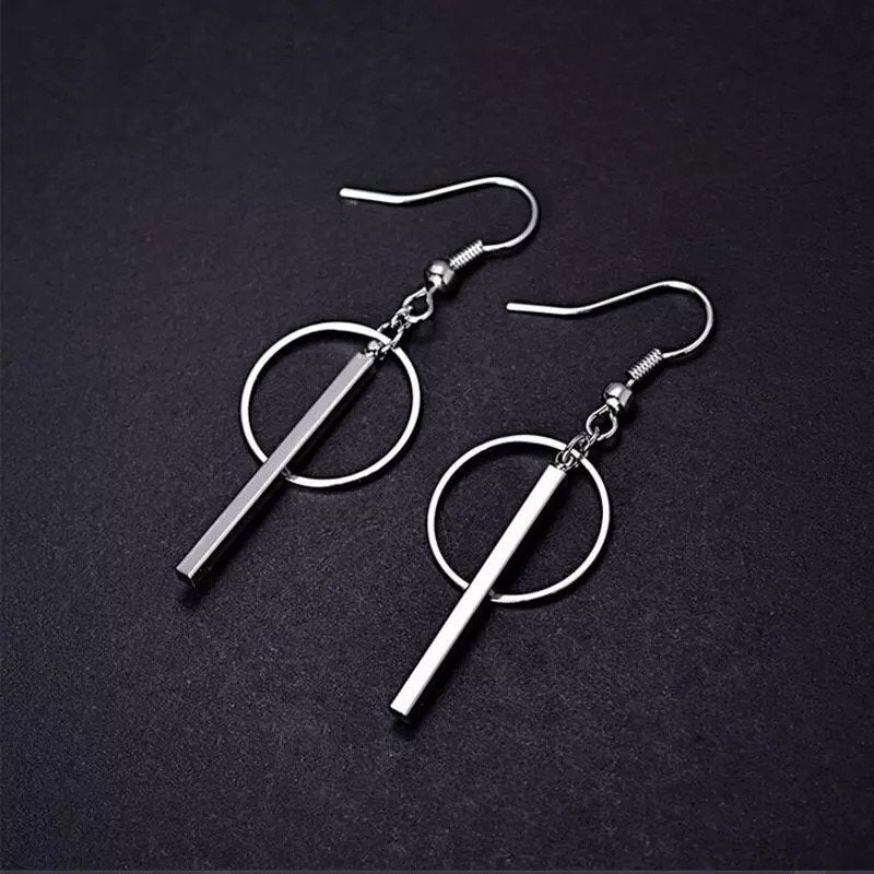 Small Circle Dangle Bar Earring