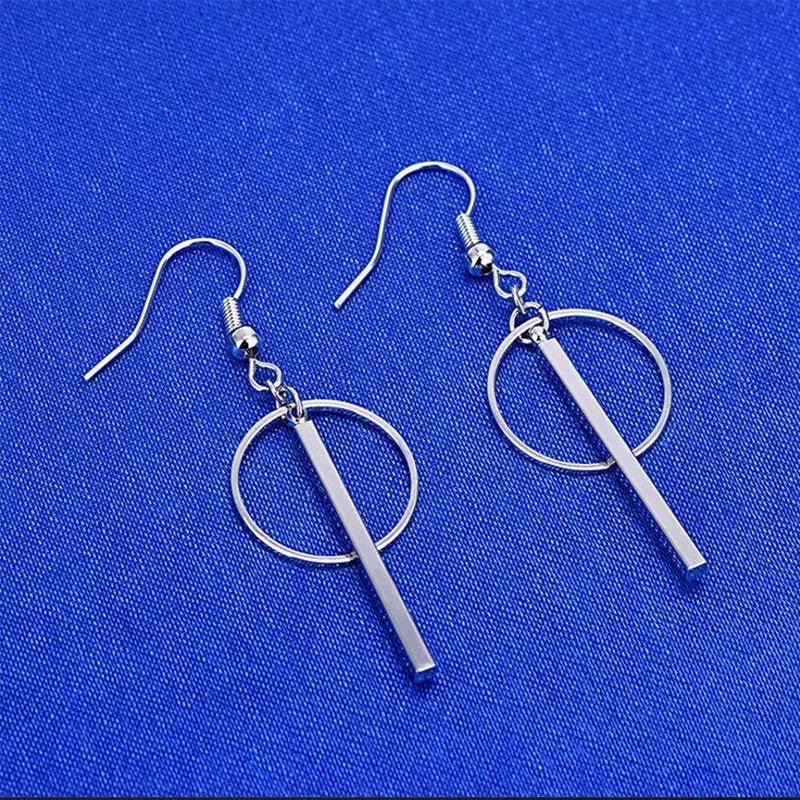 Small Circle Dangle Bar Earring