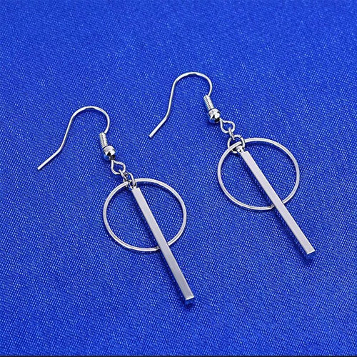 Small Circle Dangle Bar Earring