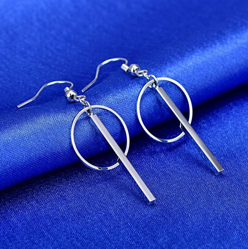Small Circle Dangle Bar Earring