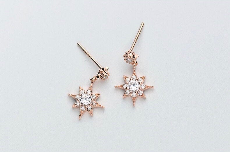 Small Crystal Starburst Dangle Earring