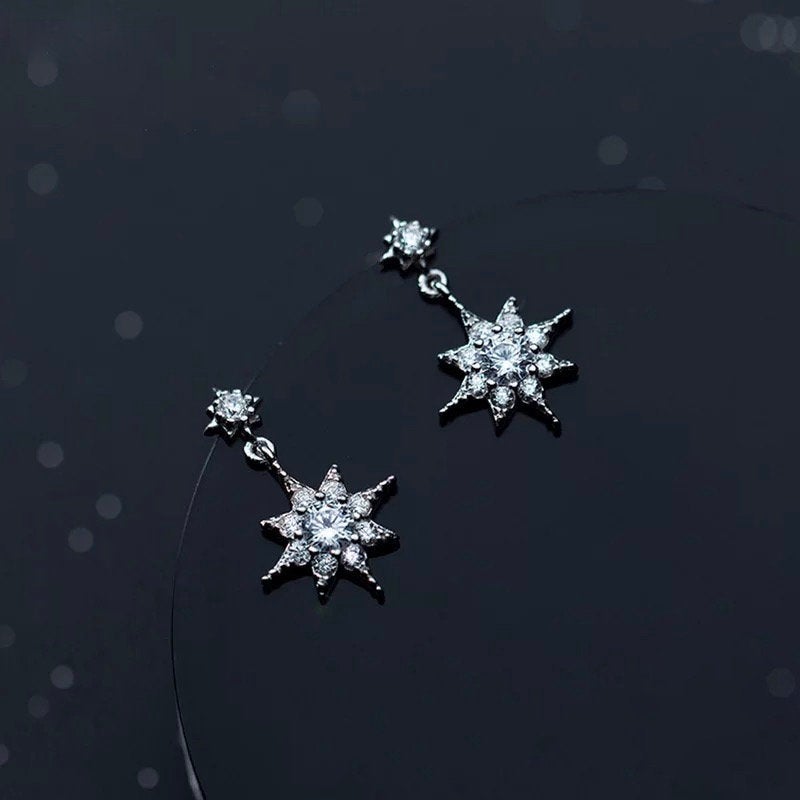 Small Crystal Starburst Dangle Earring