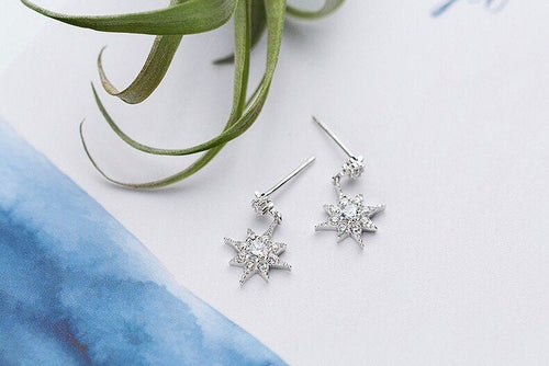 Small Crystal Starburst Dangle Earring