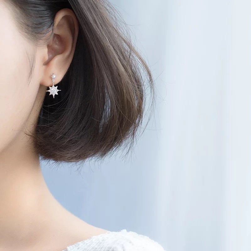 Small Crystal Starburst Dangle Earring