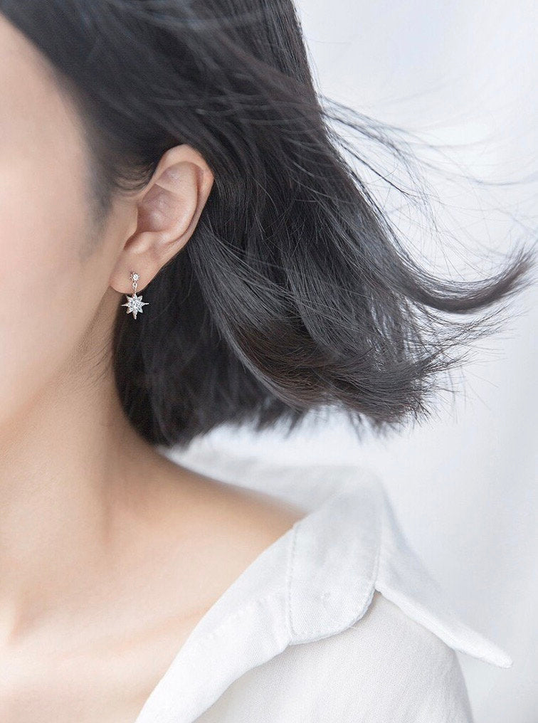 Small Crystal Starburst Dangle Earring