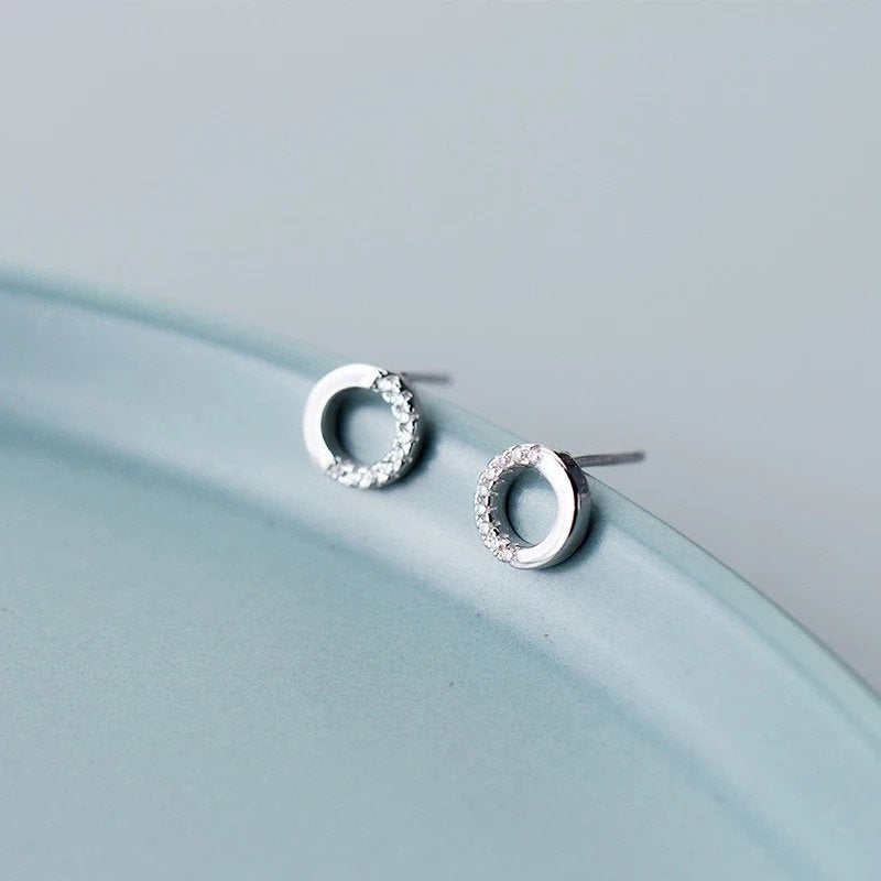 Dainty Open Circle Crystal Paved Earring