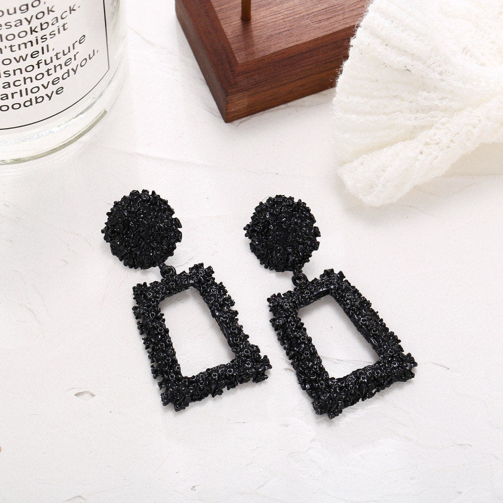 Rectangle Textured Statement Earring