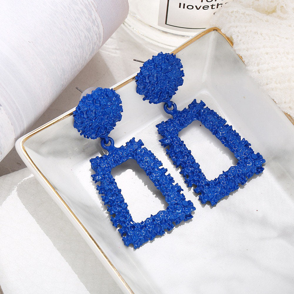 Rectangle Textured Statement Earring