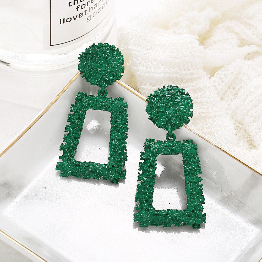 Rectangle Textured Statement Earring
