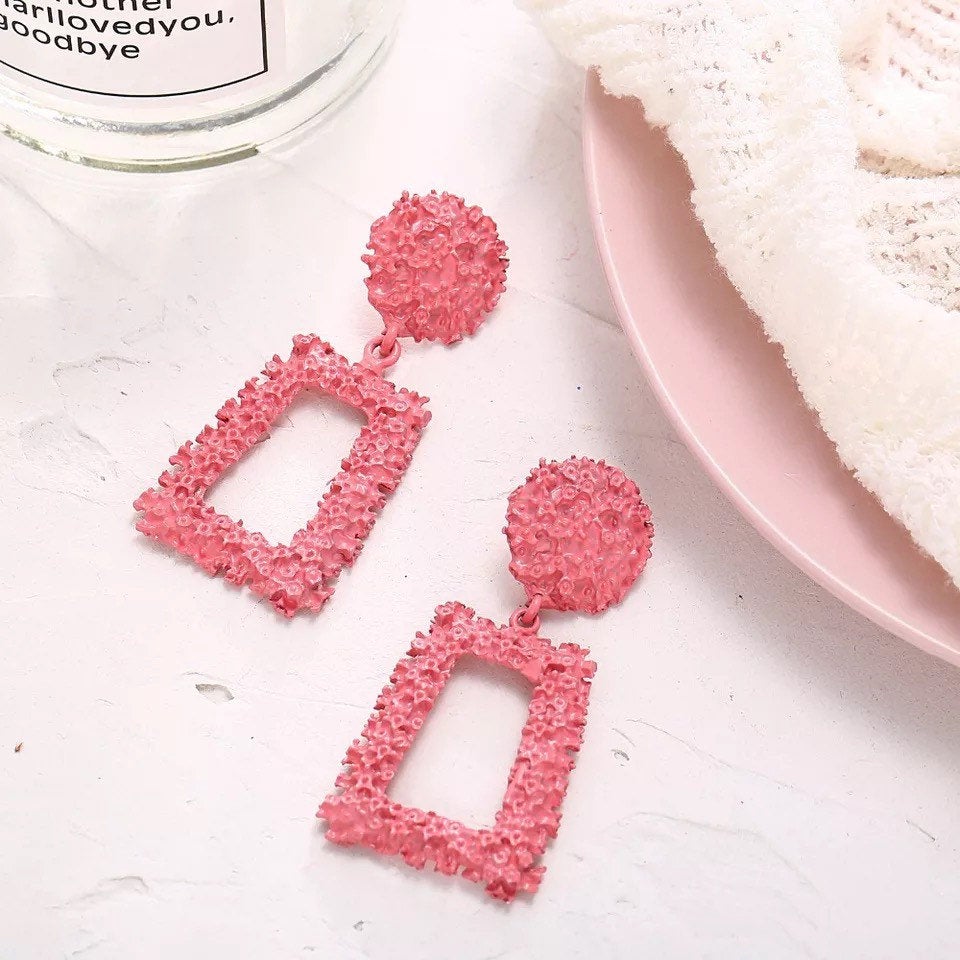 Rectangle Textured Statement Earring