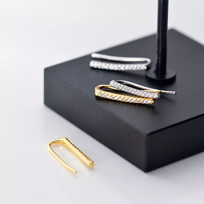 Crystal Micro Paved Ear Climber Earring