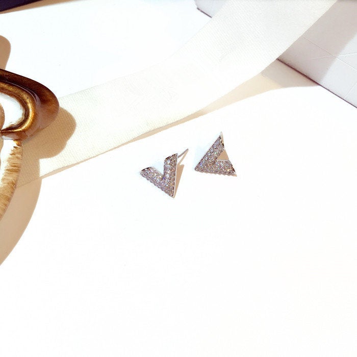 Crystal V Shaped Earring