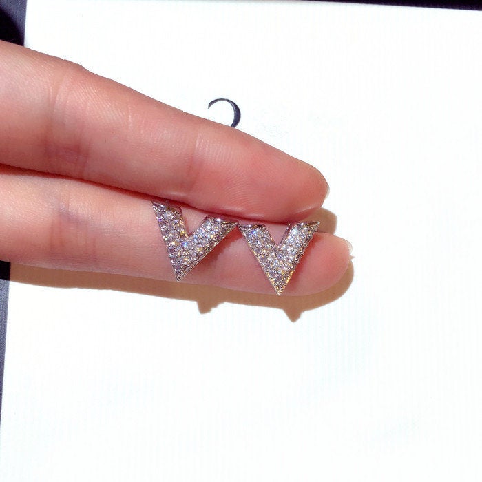 Crystal V Shaped Earring