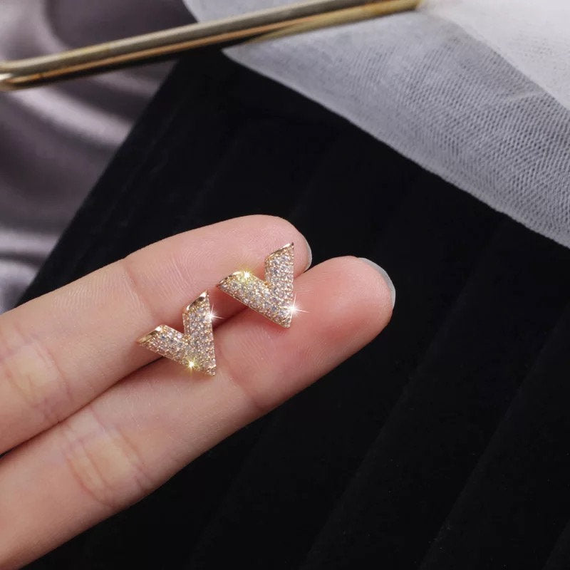 Crystal V Shaped Earring